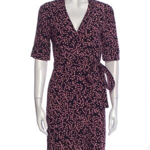 Ganni Printed Crepe Midi Wrap Dress. Size 8